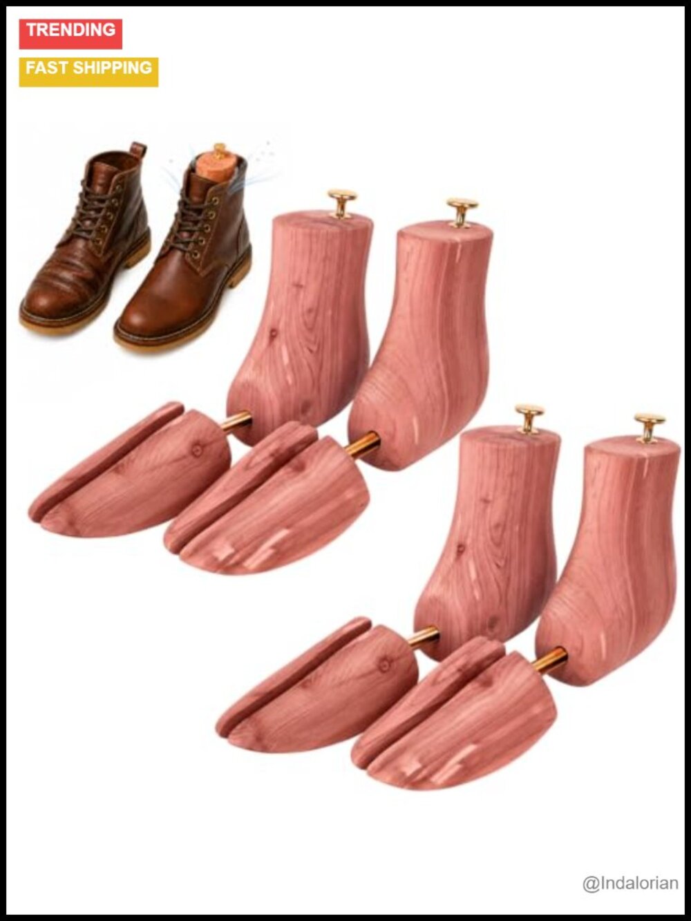 Cedar Boot Trees 2-Pair Set M Shoe Shaper with Metal Springs